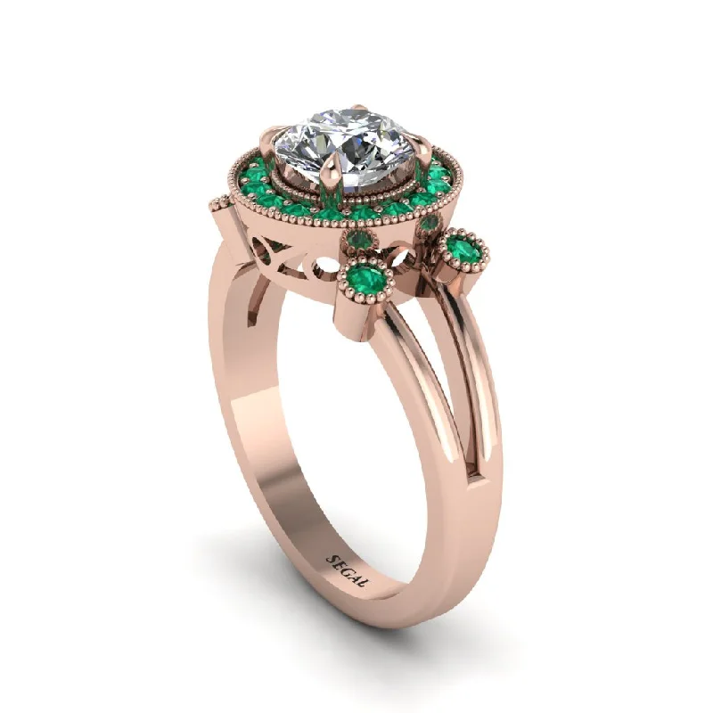 ladies engagement ring chunky tension-Radiant Diamond Halo Gold Engagement Ring - Madilyn No. 17