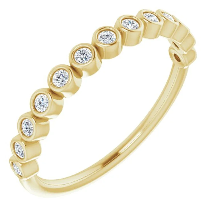 ladies ring elegant cushion cut-14K Yellow 1/5 CTW Natural Diamond Anniversary Band