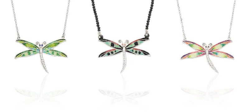 Ladies necklaces firm grip designs-Enamel Limited Edition Dragonfly Necklace