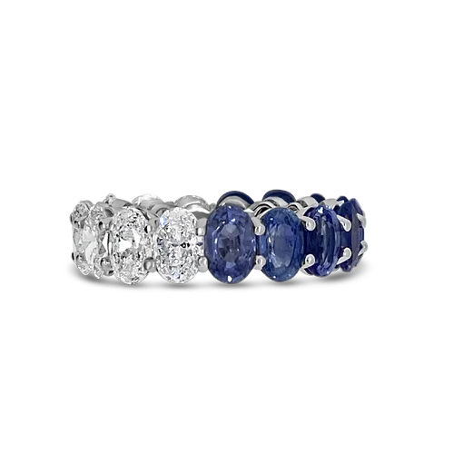 ladies ring fall mother’s-Sapphire & Diamond Eternity Band