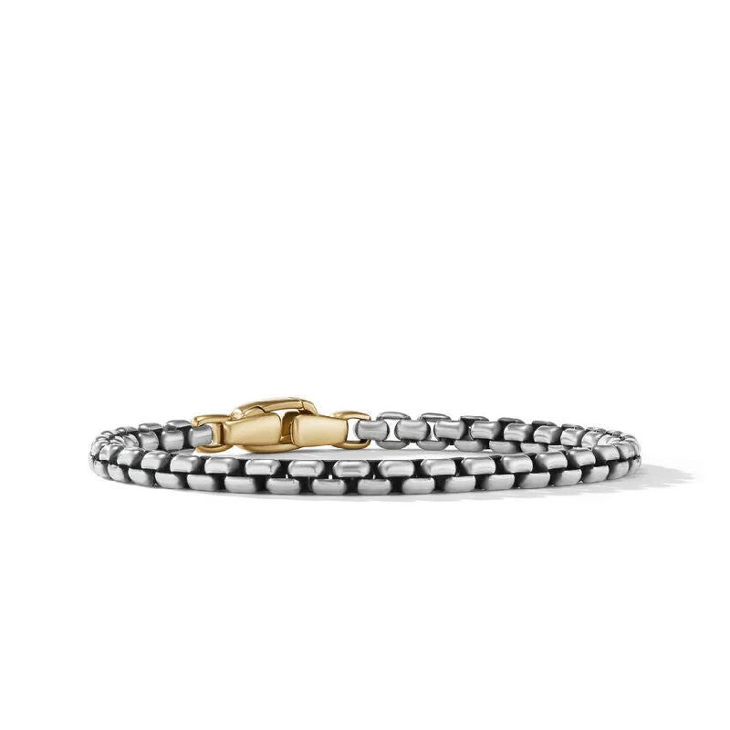 Ladies bracelets spring fashion designs-David Yurman Gents Box Chain Bracelet in Sterling Silver with 14K Yellow Gold