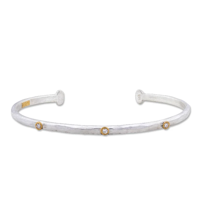 Ladies bracelets zodiac sign styles-Lika Behar "Baby Stockholm" Open Cuff Bracelet Silver & 24K Gold with Diamonds ST-B-111-GSILD-103