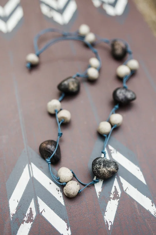 Ladies necklaces beaded accent designs-Gray Stoney Brook Necklace