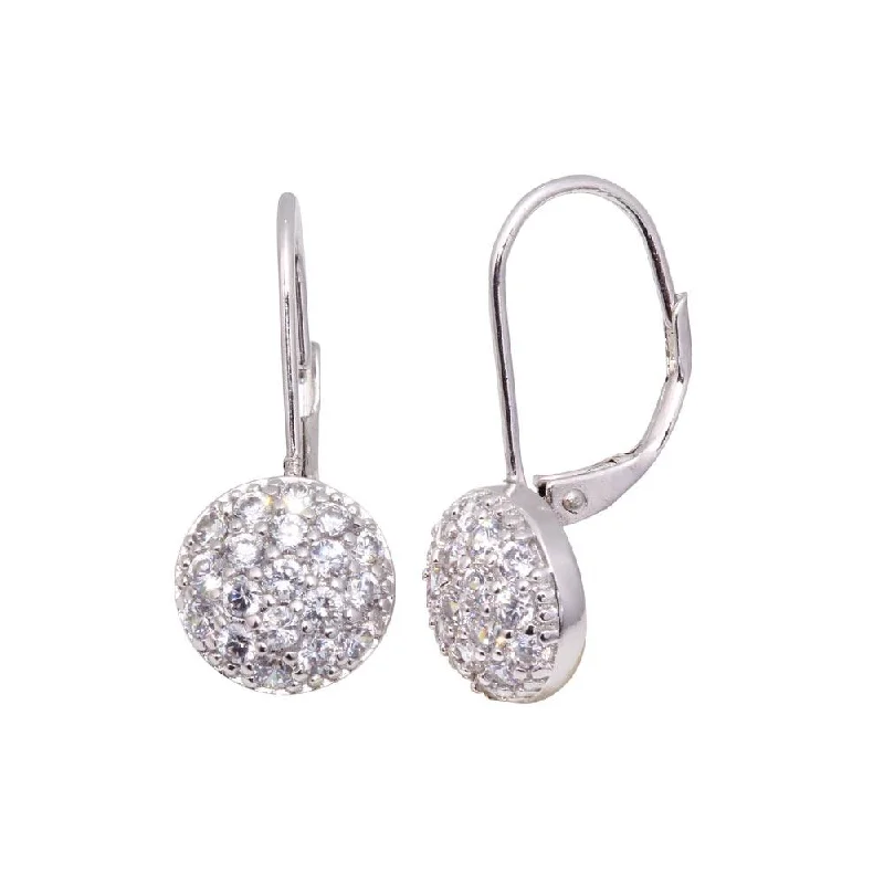 ladies earrings braided silver-Silver 925 Rhodium Plated Round CZ huggie hoop Earrings - STE00617