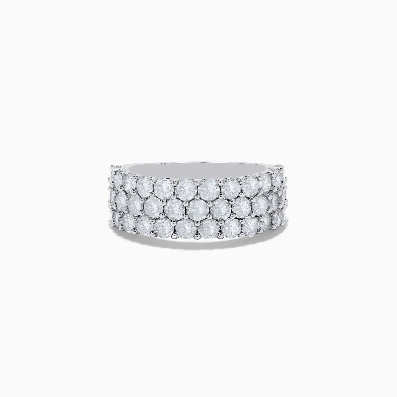 ladies ring artisan topaz-Pave Classica 14K White Gold Three Row Diamond Band 2.90 TCW