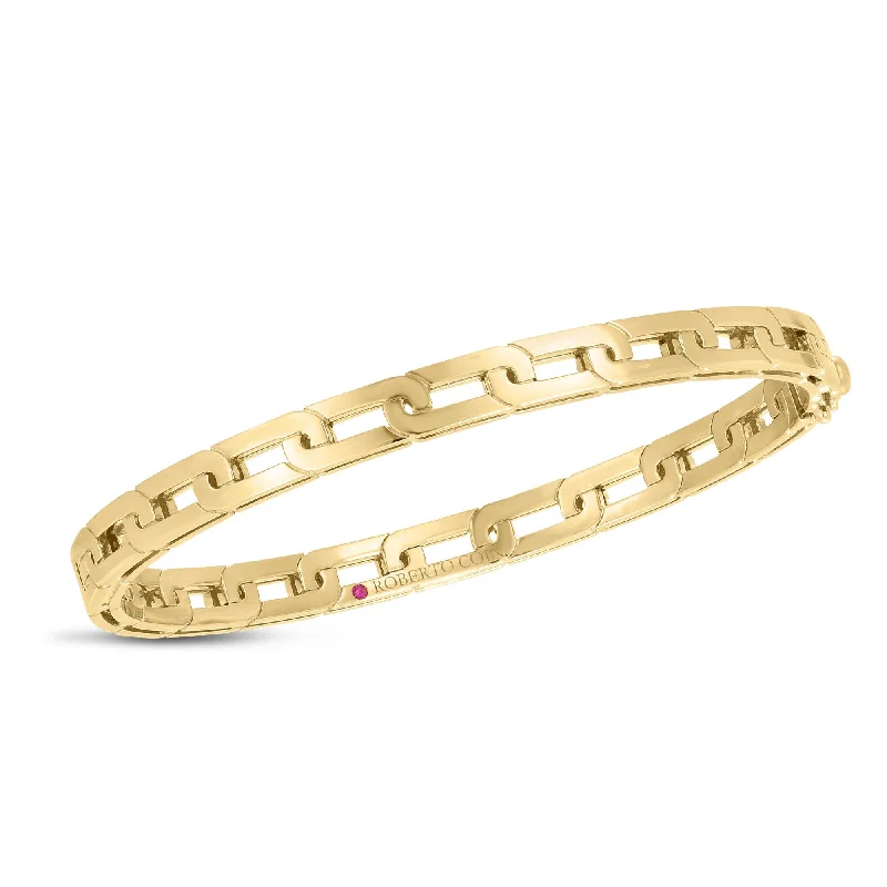 Ladies bracelets five-stone designs-Roberto Coin 18K Yellow Gold Slim Navarra Bangle Bracelet