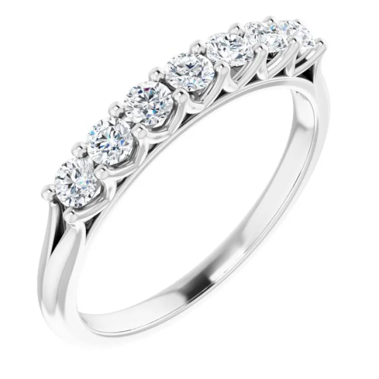 ladies ring engraved side stones-Platinum 3/8 CTW Natural Diamond Anniversary Band