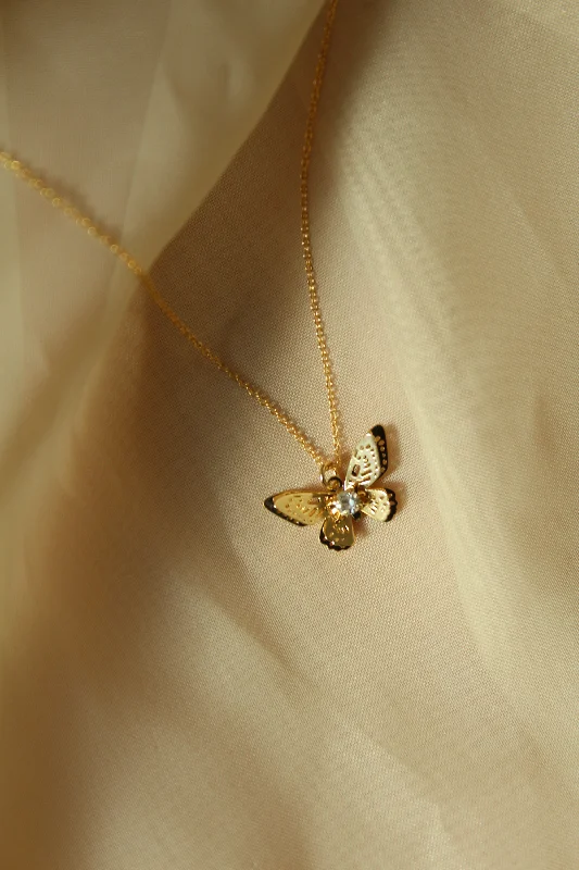 Ladies necklaces wide pendant designs-Lila Butterfly Necklace