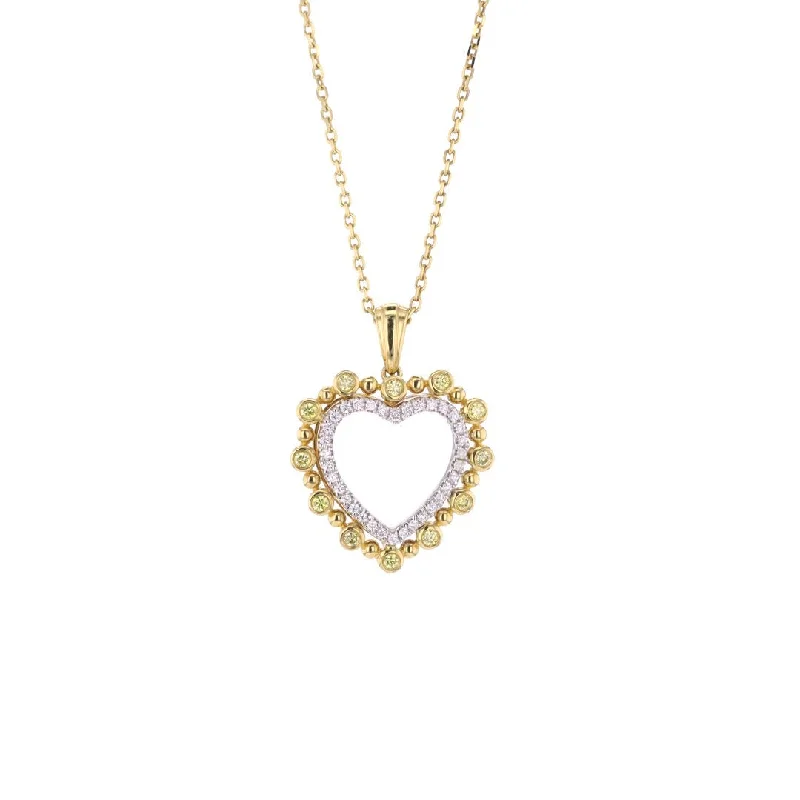 Ladies necklaces colorful gemstone picks-Yellow & White Diamond Heart Pendant Necklace