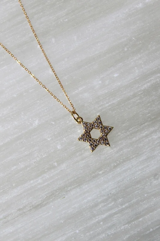 Ladies necklaces art nouveau styles-CZ Star of David Necklace