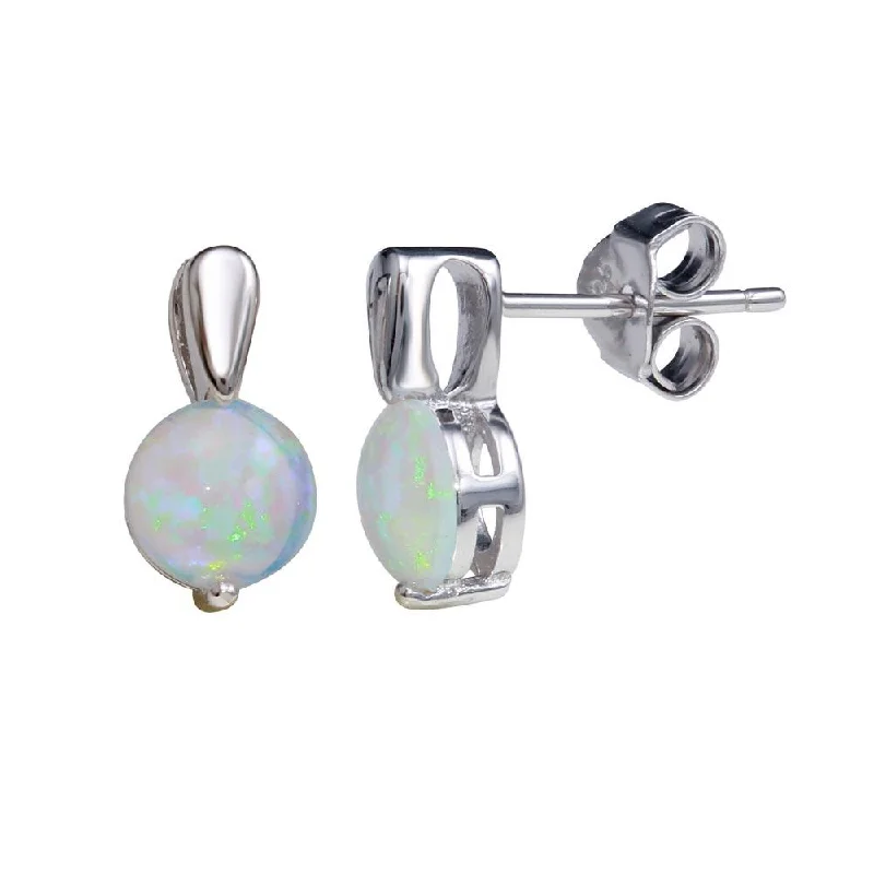 ladies earrings constellation silver-Rhodium Plated 925 Sterling Silver Synthetic Opal Earrings - STE01160RH