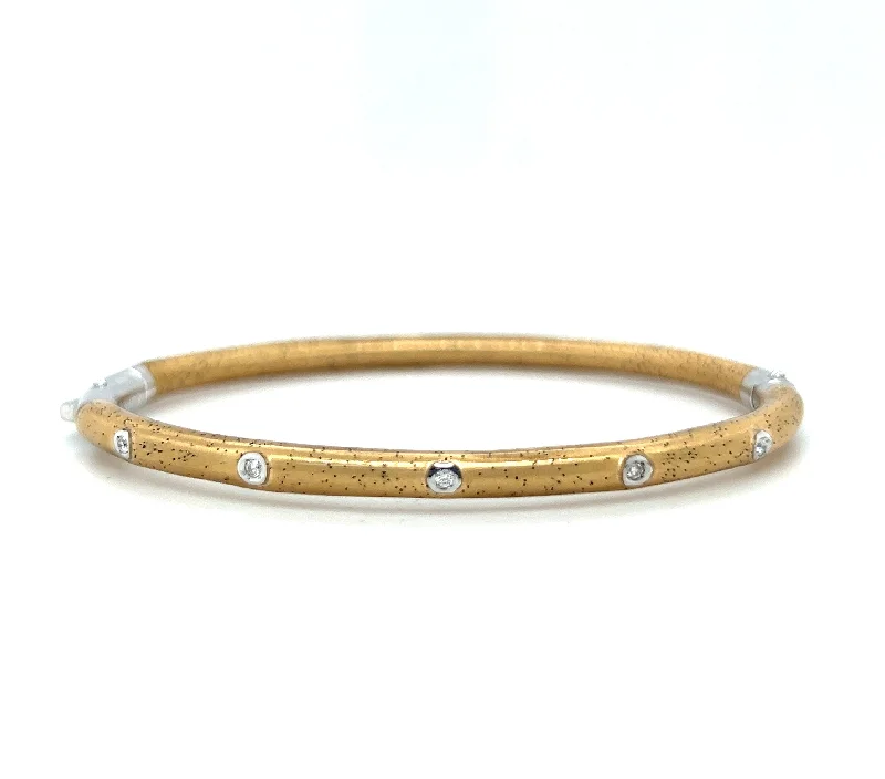 Ladies bracelets romantic era designs-Sterling Silver Gold Enamel & Diamond Bangle Bracelet by SOHO