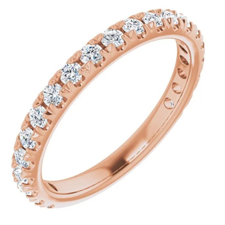 ladies ring braided black friday-14K Rose 5/8 CTW Natural Diamond French-Set Anniversary Band