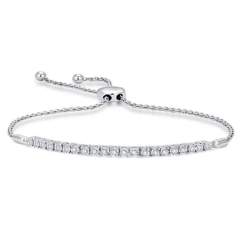 Ladies bracelets multi-stone bracelets-Sterling Silver 1/4 Ct.Wt. Diamond Bolo Bracelet