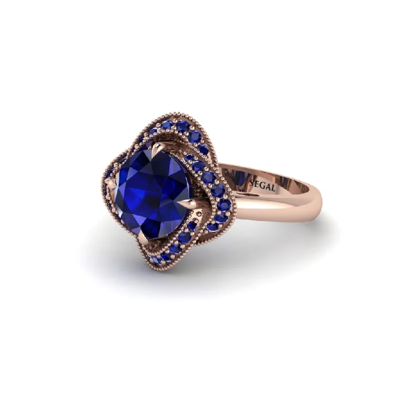 ladies engagement ring animal artisan-Sapphire Floral Infinity Engagement Ring - Brinley No. 74