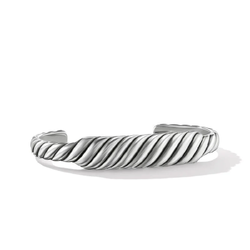 Ladies bracelets cultural celebration styles-David Yurman Gents Sculpted Cable Contour Bracelet in Sterling Silver, 12.9MM