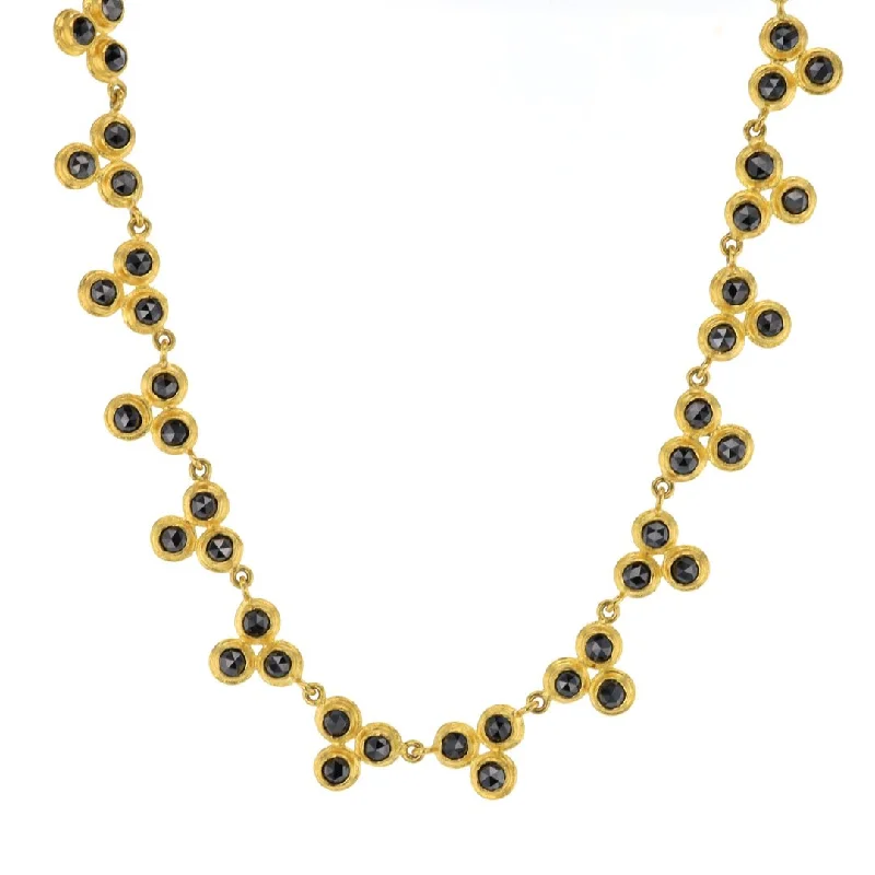 Ladies necklaces rococo elegance necklaces-Black Diamond Station Necklace