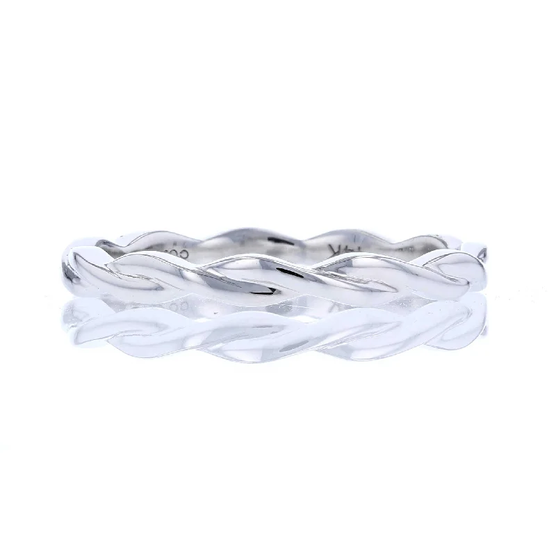 ladies ring zodiac lab-grown-White Gold Twisted Band