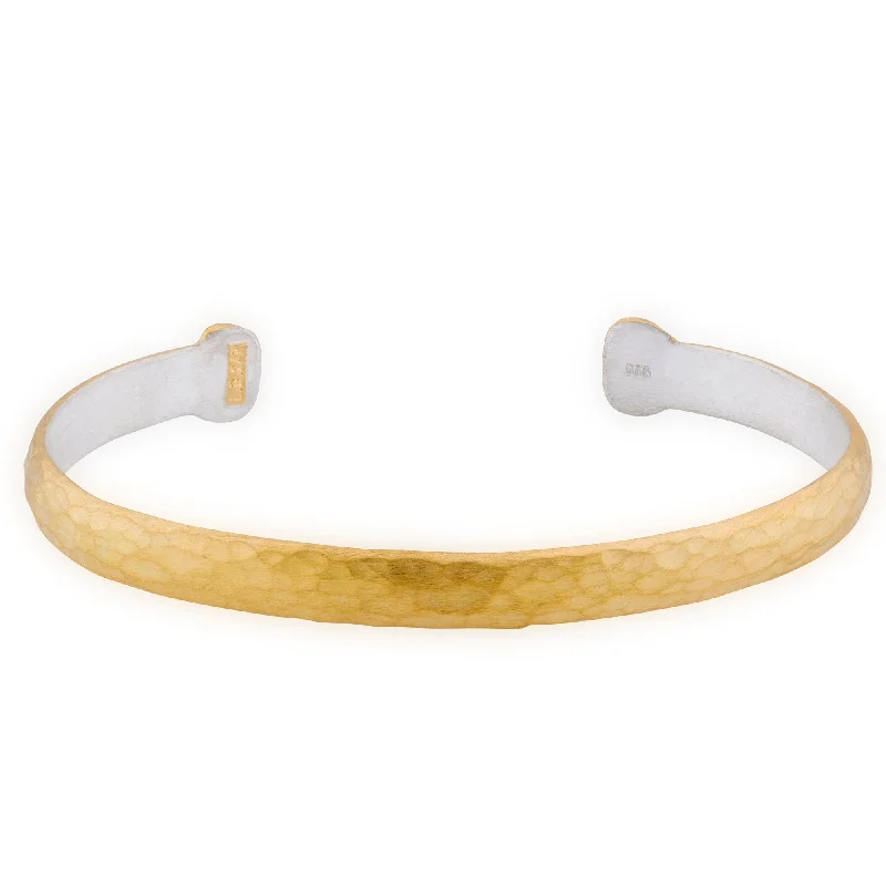 Ladies bracelets age-appropriate designs-Lika Behar "Stockholm" Diamond Cuff Hand Hammered Bracelet Silver & 24K Gold