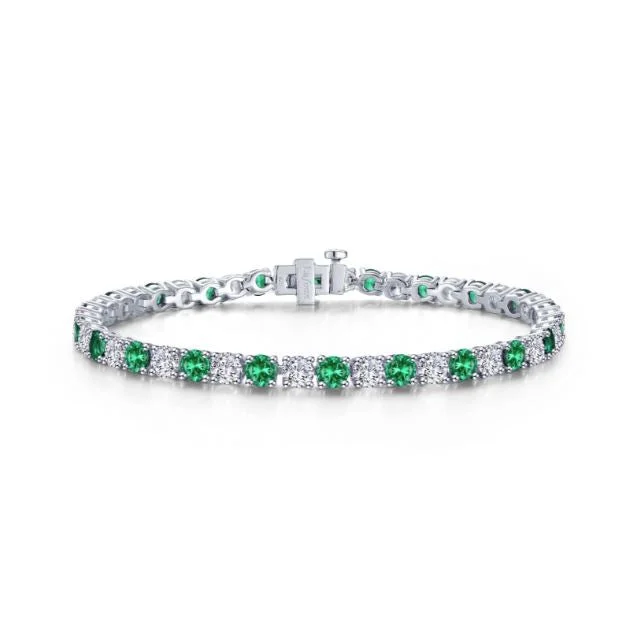 Ladies bracelets cultural celebration styles-Sterling Silver 11 CTW Simulated Diamond & Simulated Emerald Tennis Bracelet by Lafonn