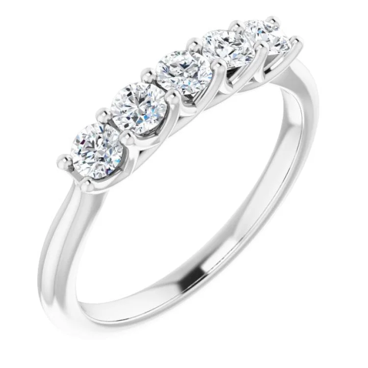 ladies ring name side stones-Platinum 1/2 CTW Natural Diamond Anniversary Band