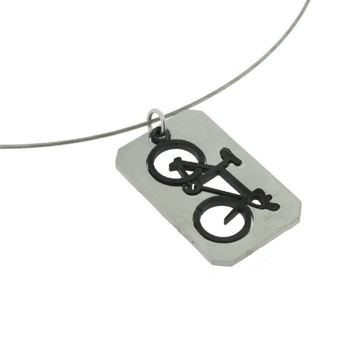 Ladies necklaces synthetic jewel options-Bicycle Dog Tag Necklace - Wholesale