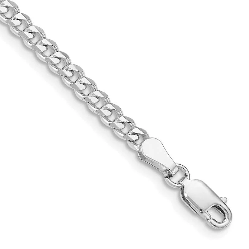 Ladies bracelets heritage inspired bracelets-Sterling Silver Rhodium-plated 3.5mm Curb Chain Bracelet