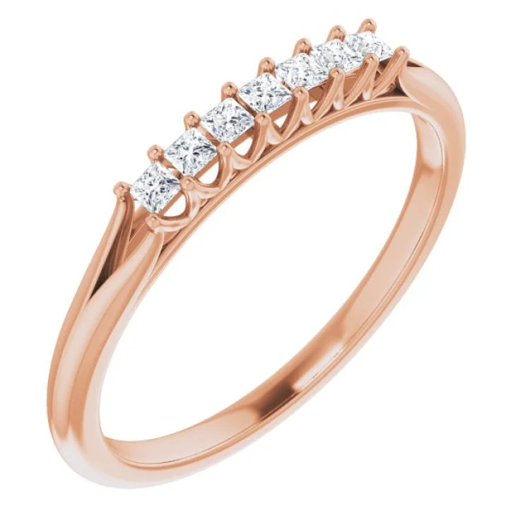 ladies ring personalized center stone-14K Rose 1/6 CTW Natural Diamond Anniversary Band