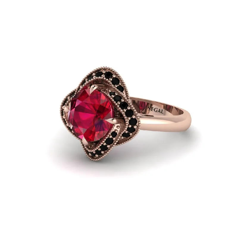 ladies engagement ring animal small batch-Ruby Floral Infinity Engagement Ring - Brinley No. 41