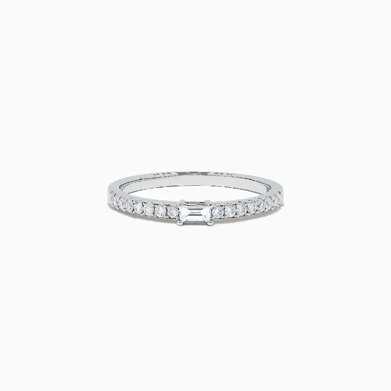 ladies ring slim round cut-Classique 14K White Gold Diamond Band, 0.27 TCW