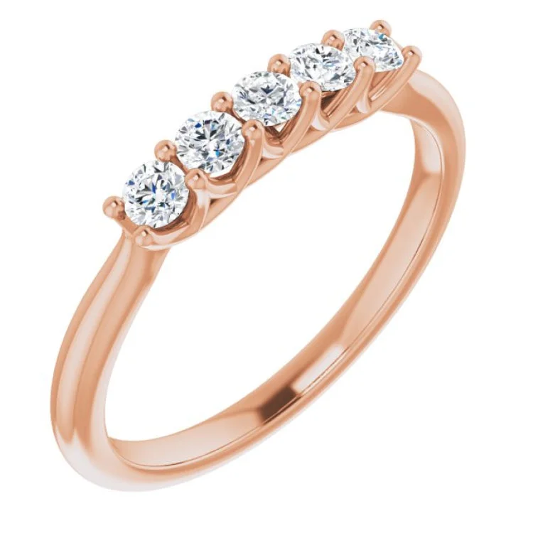 ladies ring slim oval cut-14K Rose 1/3 CTW Natural Diamond Anniversary Band