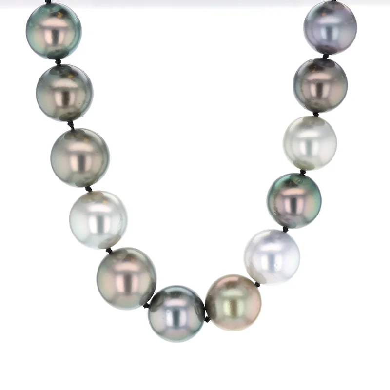 Ladies necklaces stretch cord styles-Multcolor Pearl Necklace