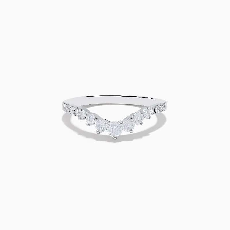 ladies ring affordable multi-stone-14K White Gold Diamond Contoured Stacking Band 0.49 TCW