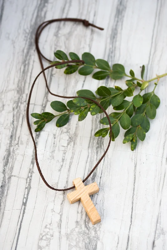 Ladies necklaces dangling charm styles-Oak Cross Necklace