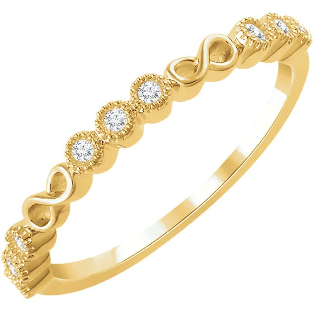 ladies ring shell one of a kind-14k Gold 1/10 CTW Diamond Infinity Anniversary Band - White, Yellow or Rose