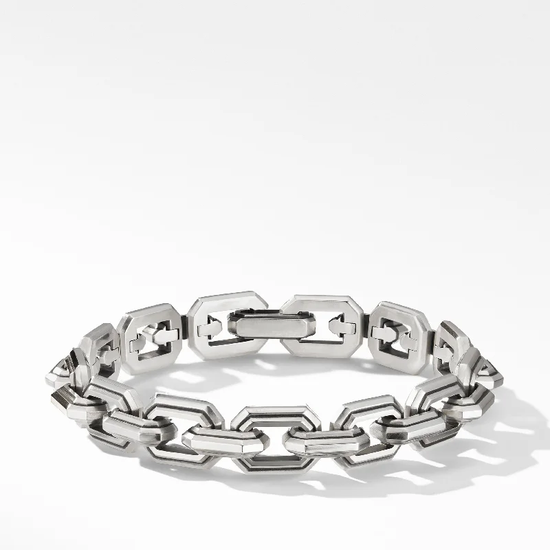 Ladies bracelets cuff statement pieces-David Yurman Men's Deco Link Bracelet