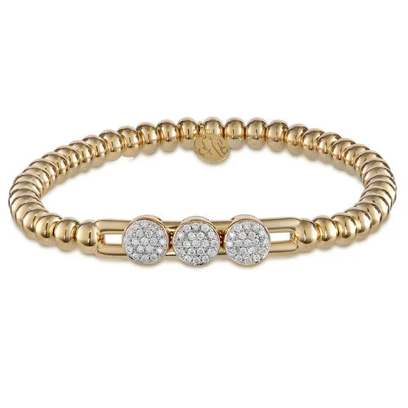 Ladies bracelets anniversary bracelet styles-Hulchi Belluni Bracelet with Three Pave Diamond Moveable Stations  20395-YW