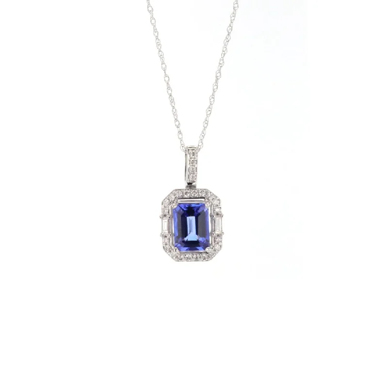 Ladies necklaces romantic couple sets-18" Tanzanite & Diamond Pendant Necklace | M10272568