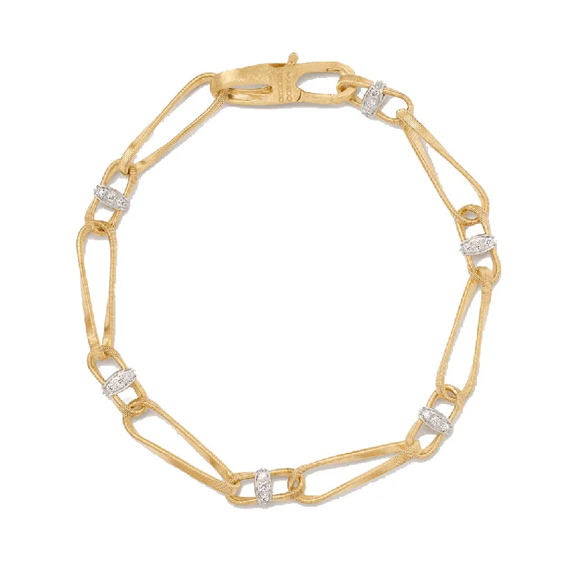 Ladies bracelets spinning band styles-Marco Bicego Marrakech Onde 18K Yellow Gold Twisted Coil Link Bracelet With Diamonds