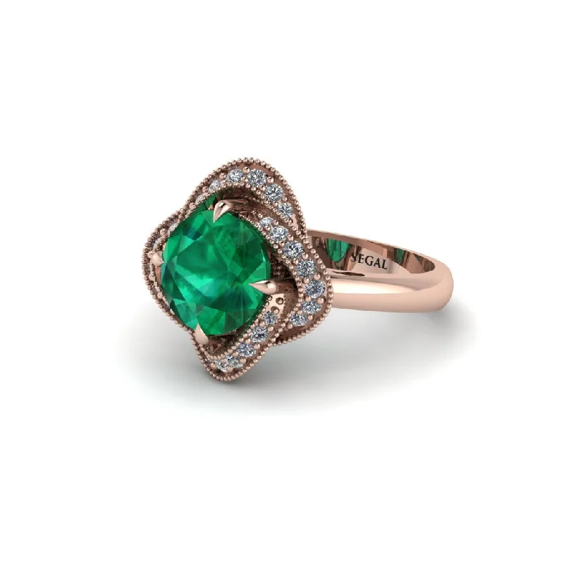 ladies engagement ring trendy sustainable-Emerald Floral Infinity Engagement Ring - Brinley No. 5