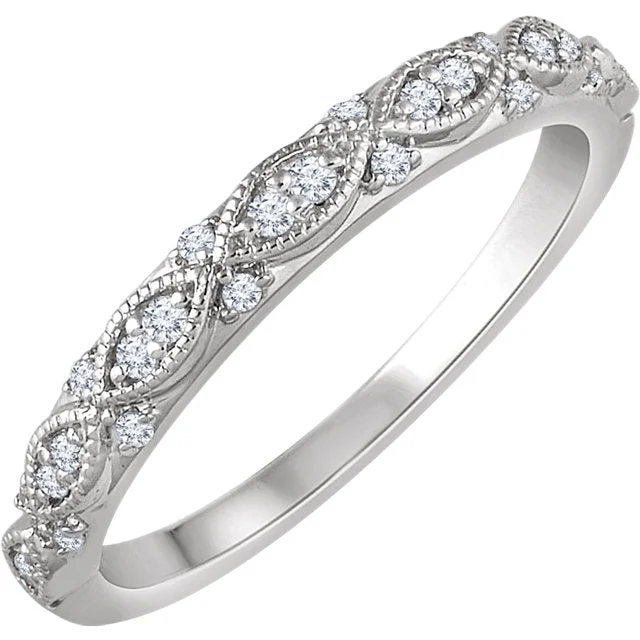 ladies ring unique pear cut-1/8 CTW Diamond Infinity Style Carved Anniversary Band - 14k Gold or Platinum