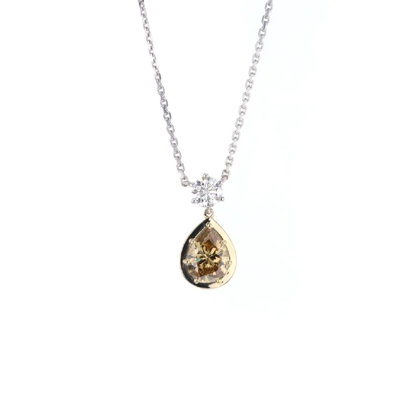 Ladies necklaces limited run designs-0.71 ct Diamond & 2.07 ct Pear Diamond Pendant Necklace