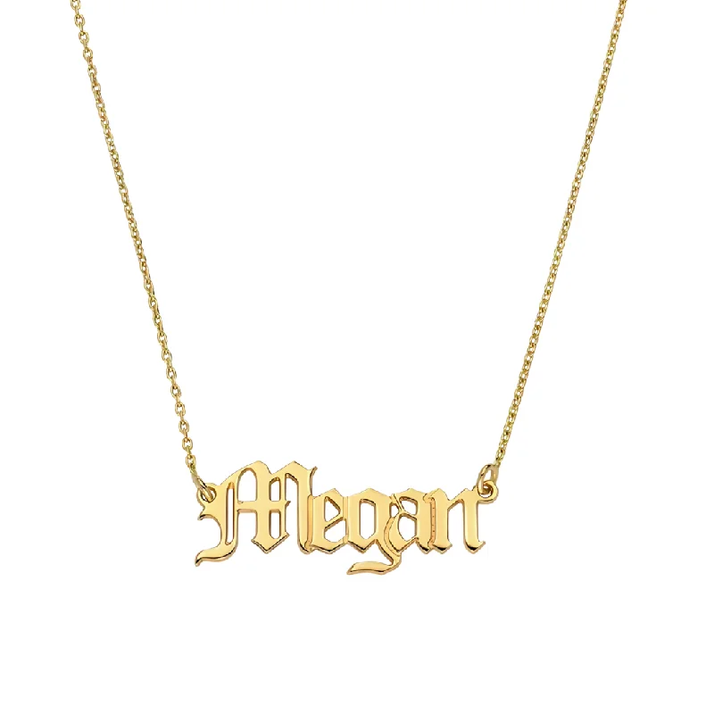 Ladies necklaces smooth surface necklaces-Old English Name Necklace