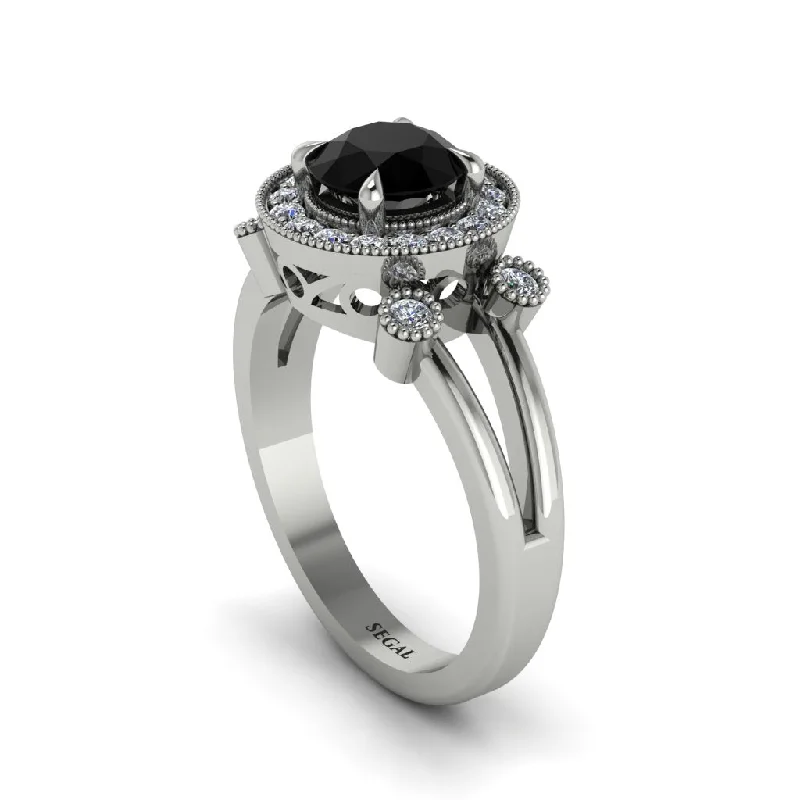 ladies engagement ring boho onyx-Radiant Black Diamond Halo Gold Engagement Ring - Madilyn No. 9