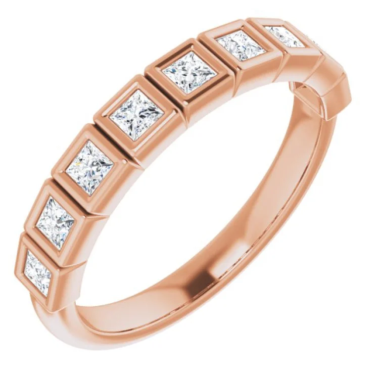 ladies ring custom three stone-14K Rose 1/2 CTW Natural Diamond Anniversary Band