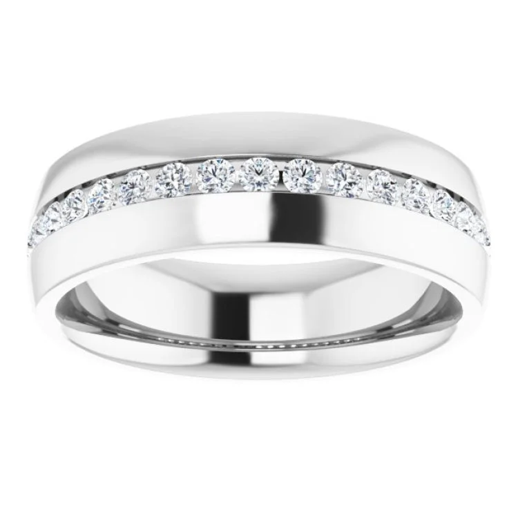 ladies ring glossy sapphire-14K White 3/8 CTW Natural Diamond Band