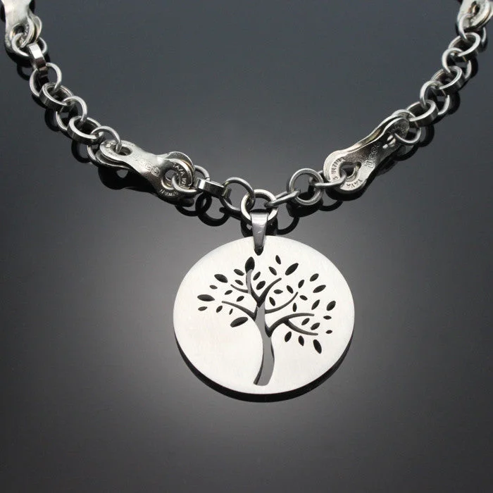 Ladies necklaces social media trends-Reversible Stainless Steel Tree of Life Necklace