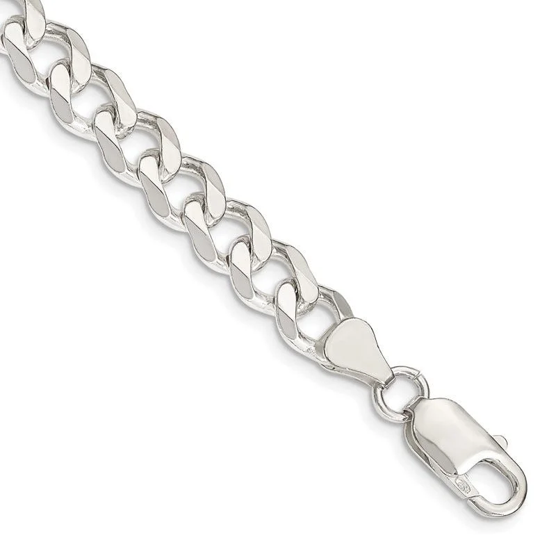 Ladies bracelets earthy tone designs-Sterling Silver 7.5mm Curb Chain Bracelet