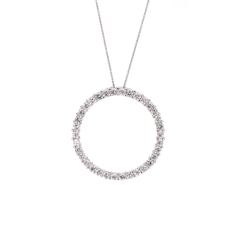 Ladies necklaces social media trends-2.25 ctw Diamond Open Circle Pendant Necklace