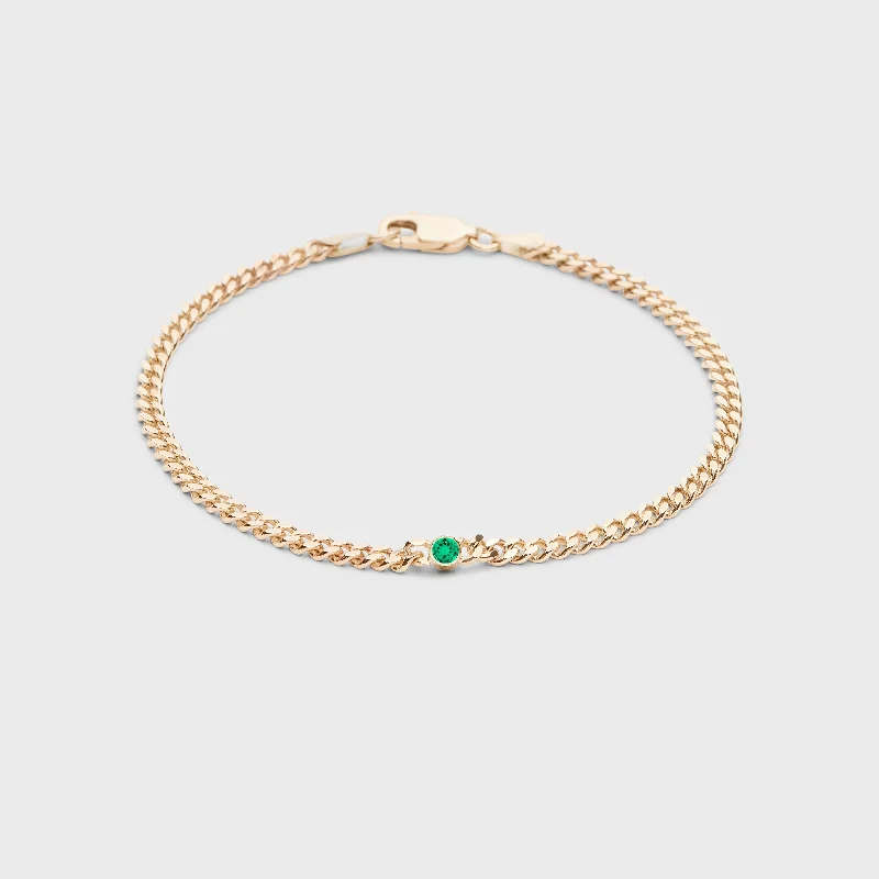 Ladies bracelets festive holiday gifts-Gemstone Round Chelsea Chain Bracelet